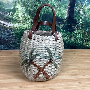 Grass Woven Bucket Bag Tropical